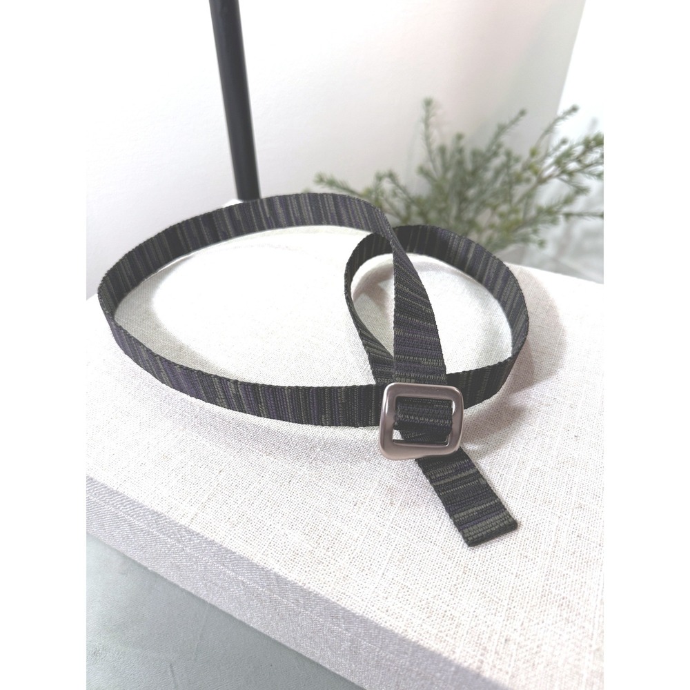Bison mens utility webbing belt purple gray black adjustable 40" M/L USA made